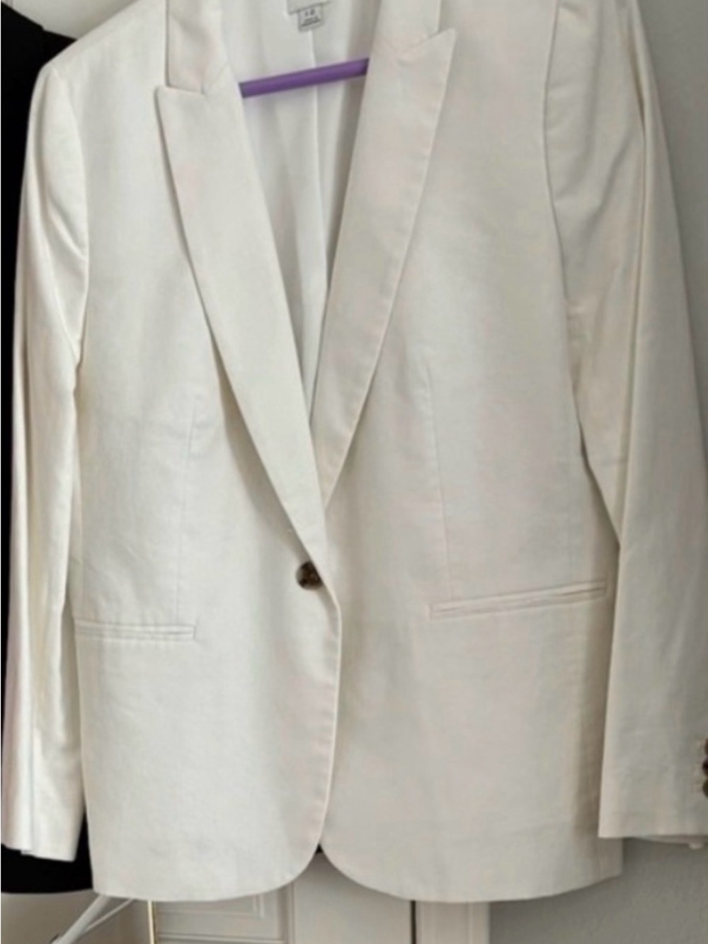 J Crew Factory White Holland Linen/Cotton Blend One Button Blazer